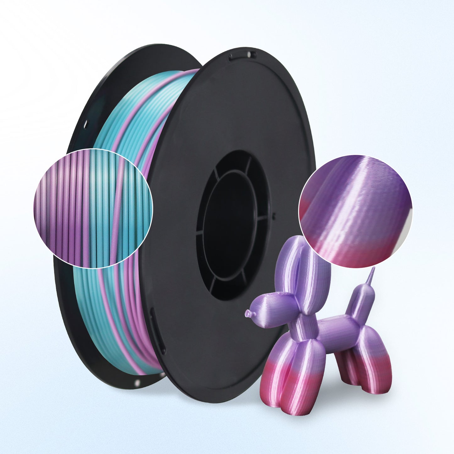 silk rainbow pla filament